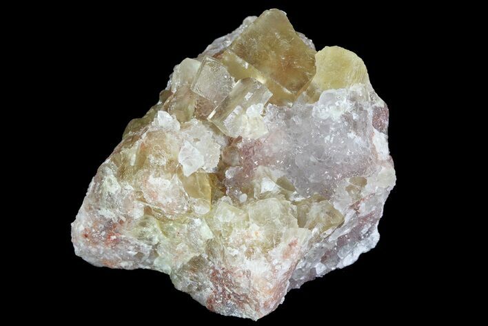 Bargain, Yellow Cubic Fluorite/Quartz Crystal Cluster - Morocco #84249